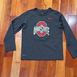 Nike Kids Ohio State Long Sleeve Tee - Dark Gray and Red